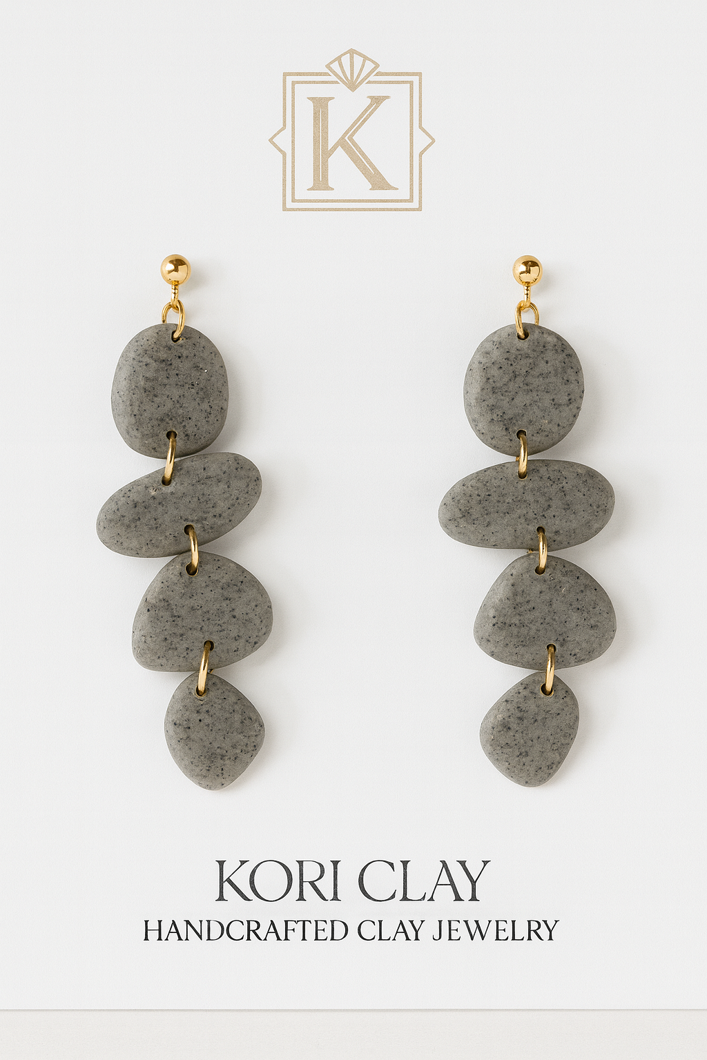 Speckled Gray Pebble Cascade Earrings
