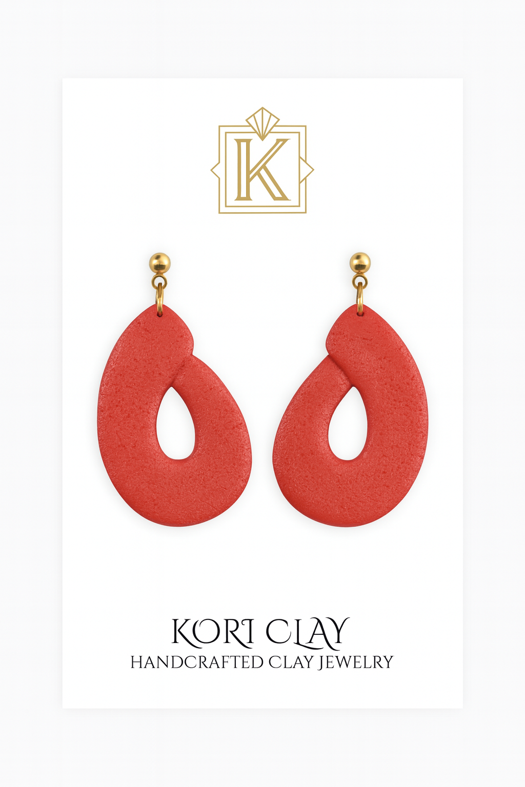 Bold Coral Teardrop Earrings – Handcrafted Clay Statement Jewelry