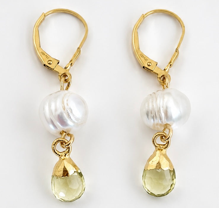 Verdelle Freshwater Pearl Drop Gold Filled Earrings
