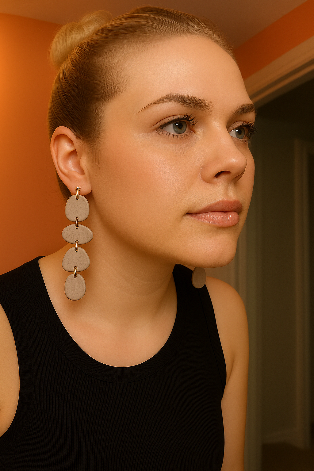 Speckled Gray Pebble Cascade Earrings