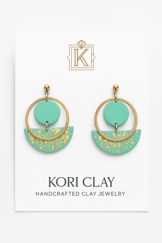 Handcrafted Polymer Mint Green Clay Earrings Mint Green, Lightweight Earrings