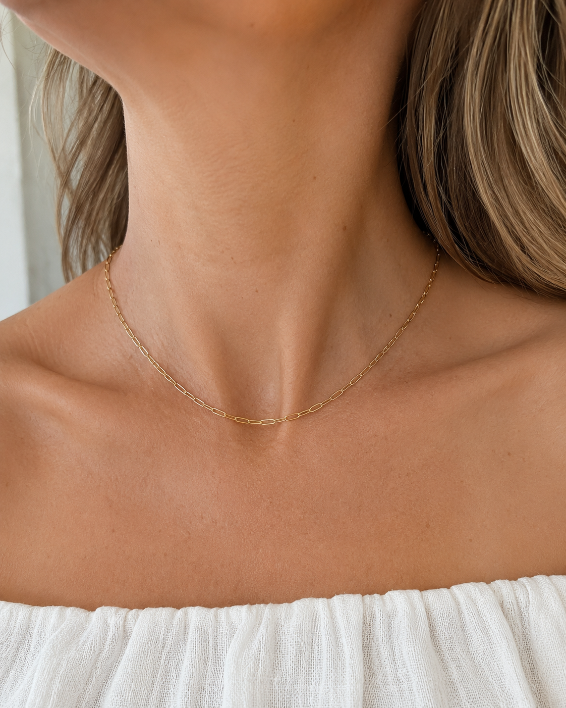 Delicate Aster Paperclip Gold Filled Chain Necklace