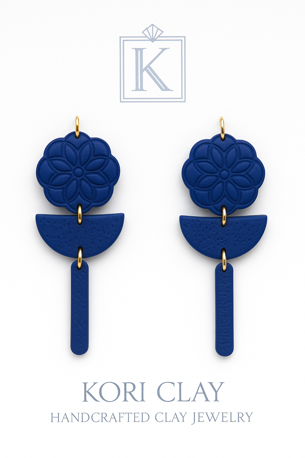 Cobalt Blue Floral Dangle Earrings
