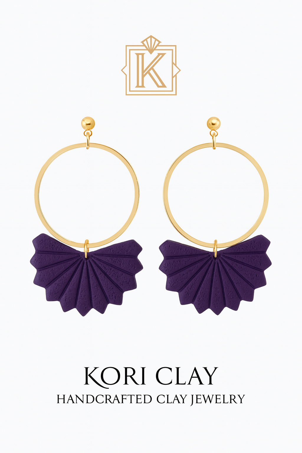 Fan Hoop Earrings – Handcrafted Clay &amp; Gold-Tone Hoops