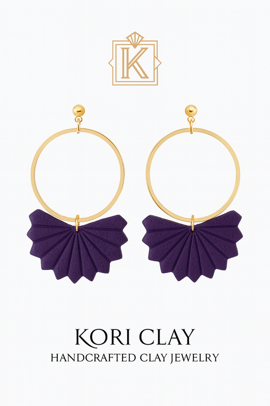Fan Hoop Earrings – Handcrafted Clay &amp; Gold-Tone Hoops