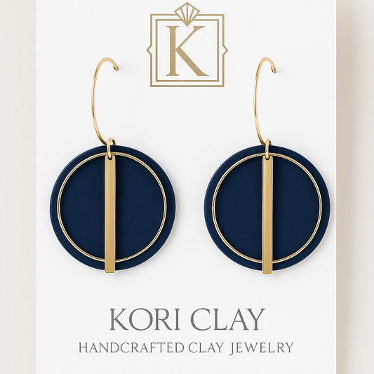 Midnight Blue and Gold Clay Earrings