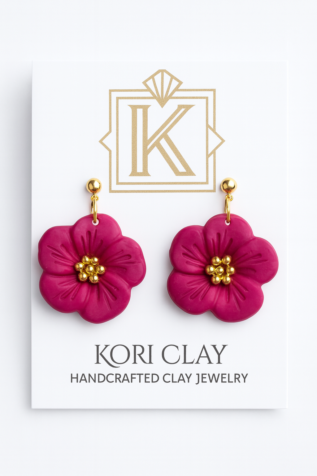 Flower Polymer Clay Earrings, Dangle Ball Stud Earrings