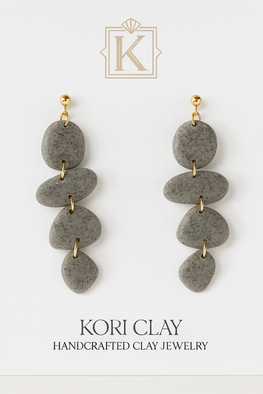 Speckled Gray Pebble Cascade Earrings