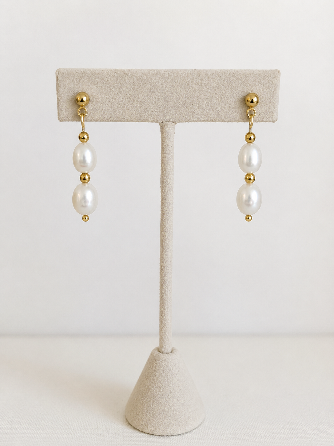 Adele Freshwater Double Pearl Gold Filled Earrings