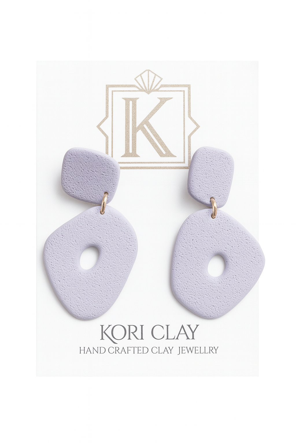 Geometric Lavender Clay Statement Earrings