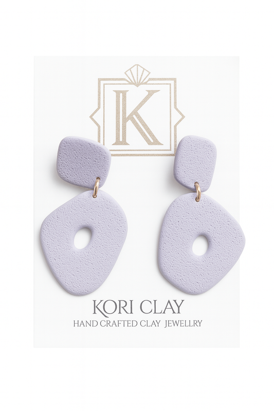 Geometric Lavender Clay Statement Earrings