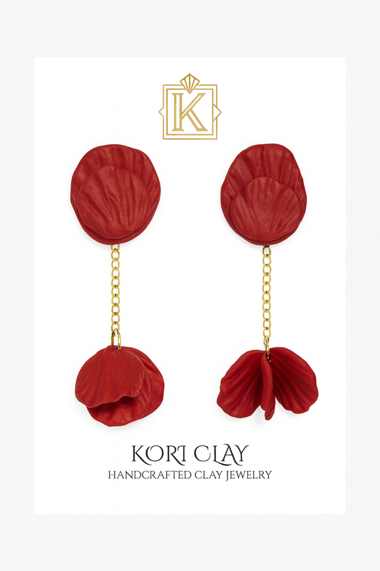 Red Bloom Statement Earrings