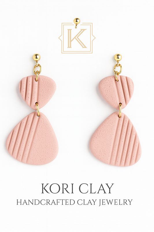 Blush Lines Earrings – Handcrafted Clay Dangles