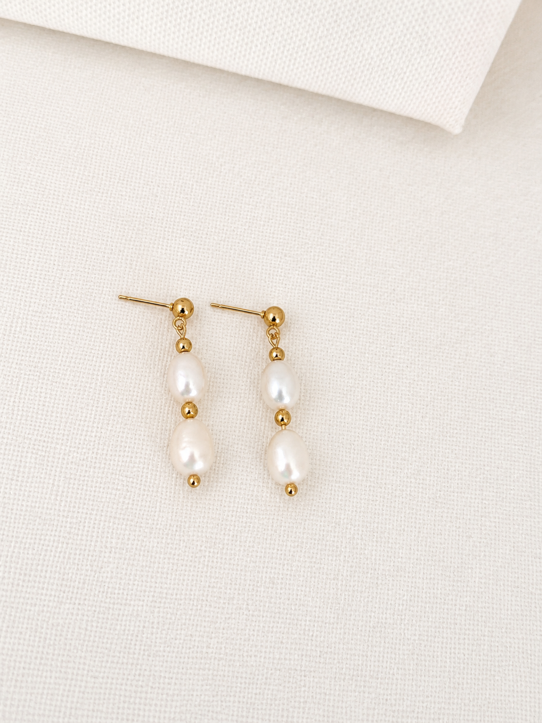 Adele Freshwater Double Pearl Gold Filled Earrings