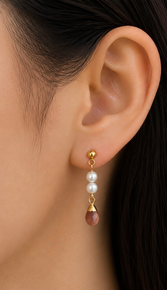 Soleil Blush Peach Pink Drops Earrings, Gold Filled