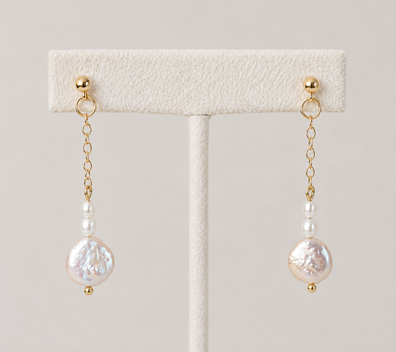 Maree 14k Gold Filled Gold Chain Freshwater Pearl Drop Earrings