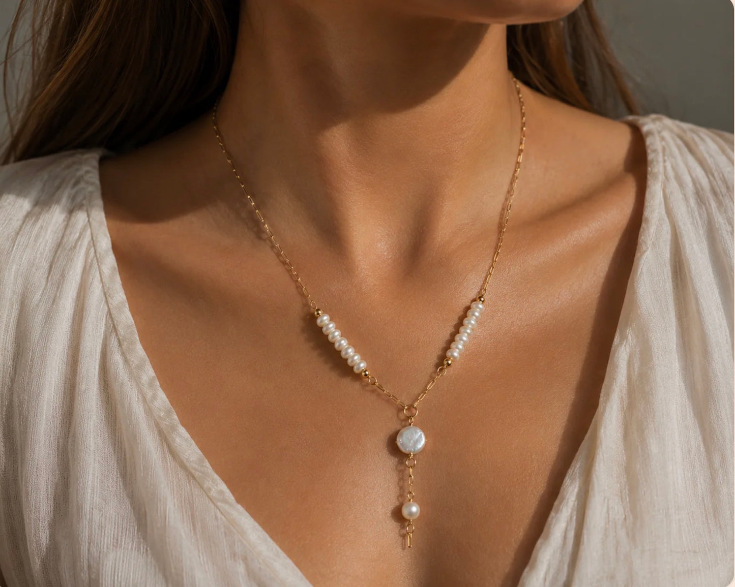 The Selene  & Capri Gold Filled AAA Layered Pearl Necklaces