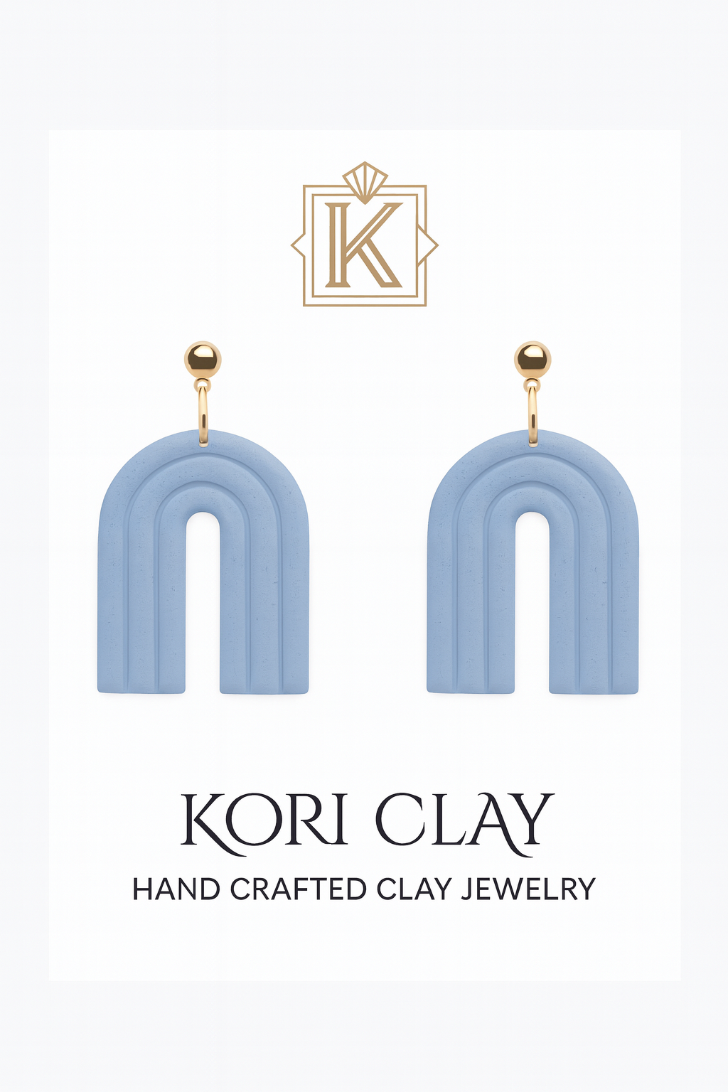 Minimalist Blue Arch Polymer Clay Earrings