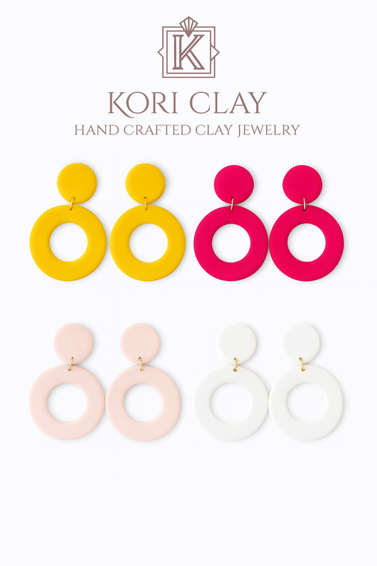 Bold Circle Drop Polymer Clay Earrings