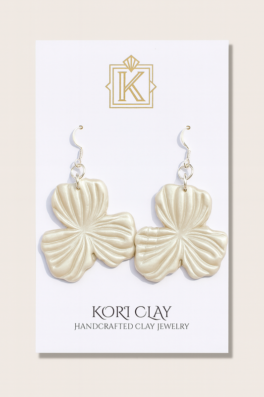 Iridescent Flower Polymer Clay Earrings – Handcrafted Elegance
