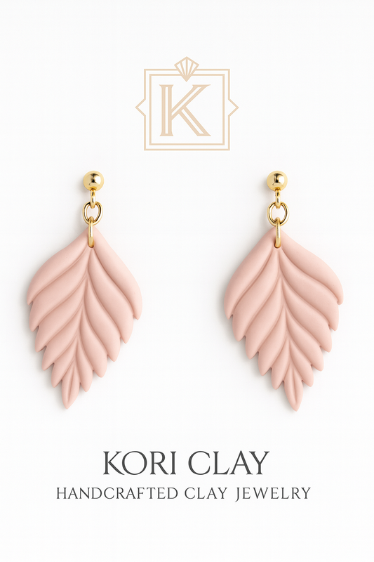 Blush Leaf Earrings – Handcrafted Clay Dangles