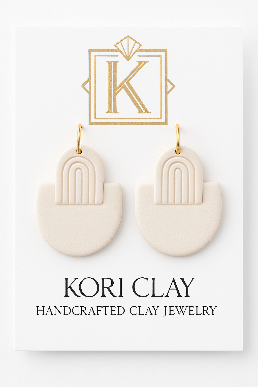 Minimalist  White Arch Clay Earrings