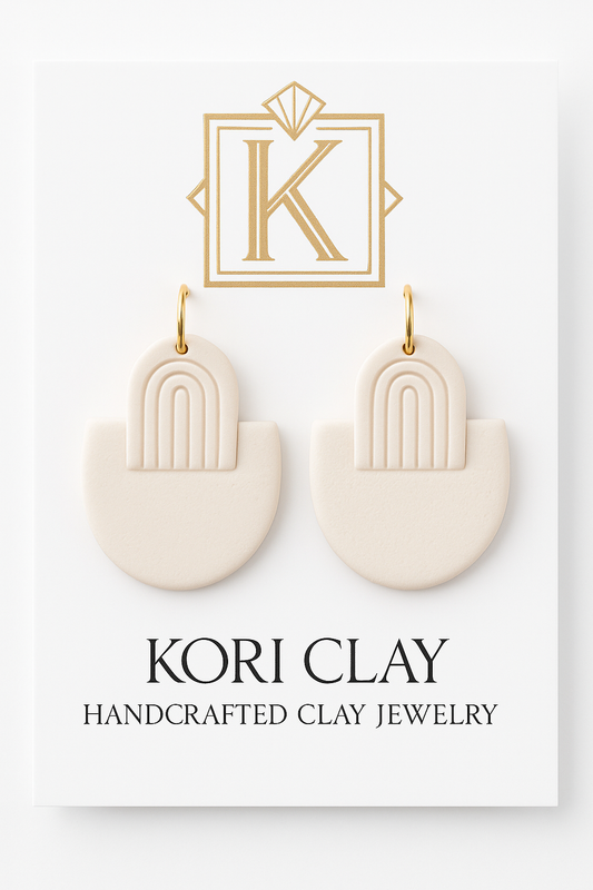 Minimalist  White Arch Clay Earrings