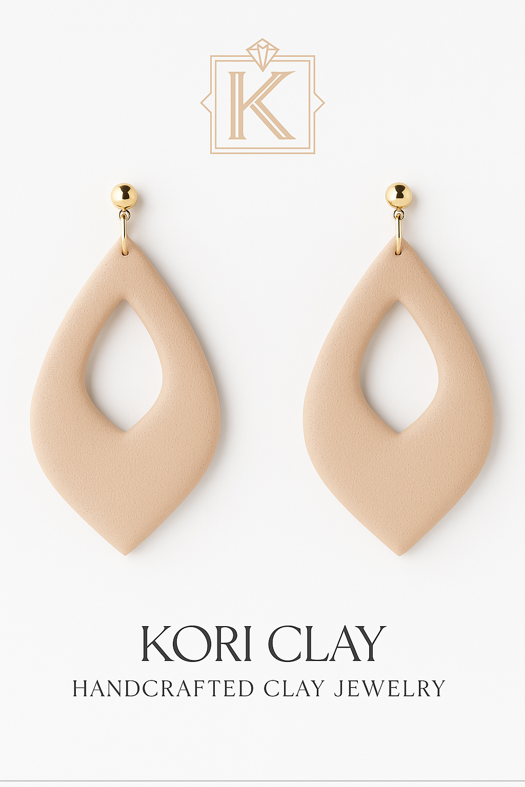 Matte Sand Teardrop Hoops