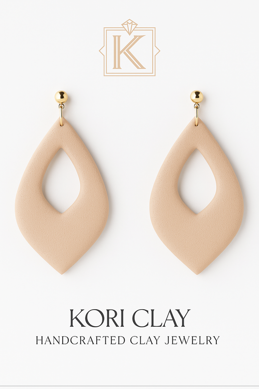 Matte Sand Teardrop Hoops