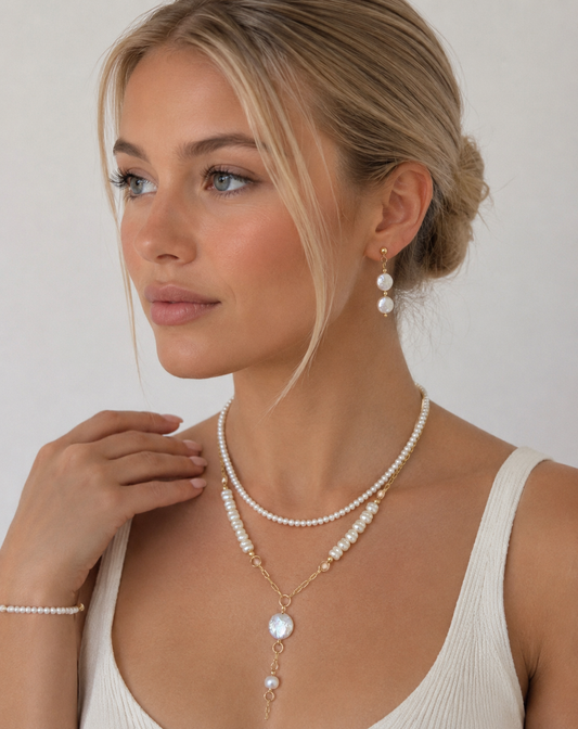 The Selene  & Capri Gold Filled AAA Layered Pearl Necklaces